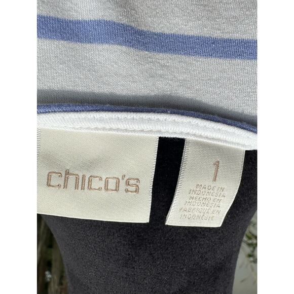 Chico’s Lightweight Long Sleeve Shirt Size 1 (US 8)  - White with Blue Stripes - Picture 5 of 6